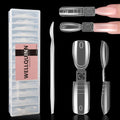 Wellquinn Dual-ended Short Nail Mold Kit, Square & Almond Shape, Embeddable Ultra-Thin Seamless Measured Nail Forms with Gel Scoop, 15 Sizes 75Pcs