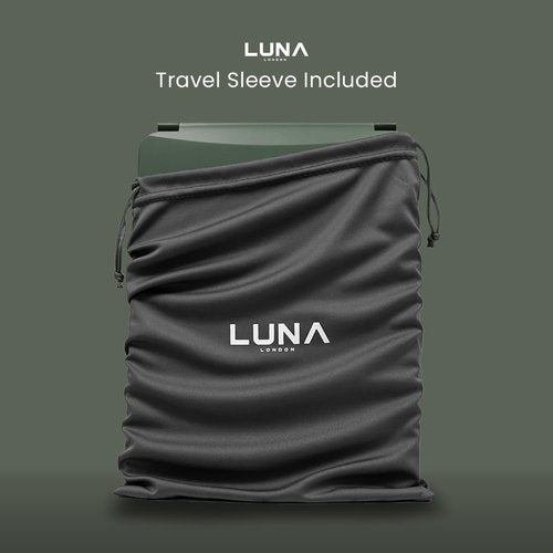 LUNA London Eclipse LED Lighted Travel Vanity Makeup Mirror | 3 Colour Light, Compact, Portable, Lighted, Rechargeable, Illuminated Mirror | Perfect for Travel, Makeup & Beauty Needs | Forest Green