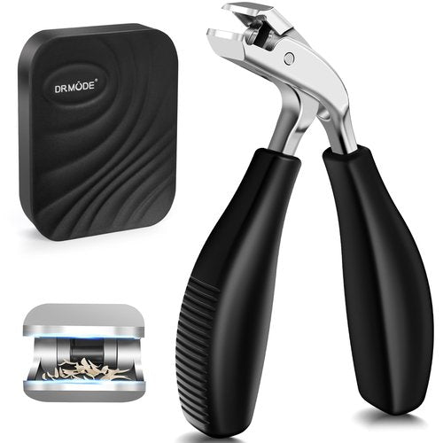 Angled Head Toe Nail Clippers for Thick Nails for Seniors, Straight Large Nail Clippers for Men with Catcher, Heavy Duty Toenail Clippers for Thick Toenails with Ergonomic Long Handle