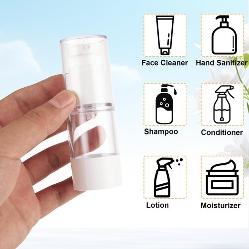 SENENQU 40 PCS 0.5 Oz 15ml Airless Pump Bottles Travel Size Empty Pump Bottle Lotion Container Refillable Cosmetic Pump Dispensers for Foundation Moisturizer Shampoo Toiletry