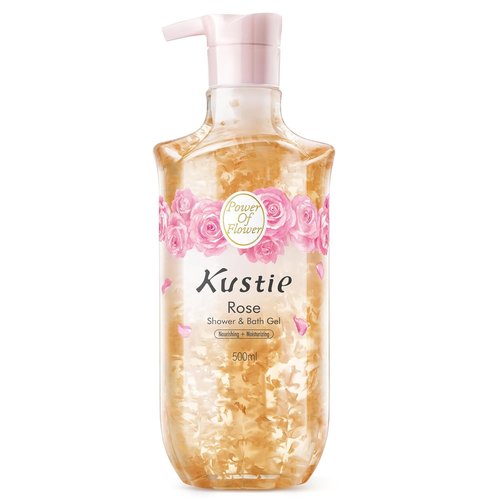 Kustie Rose Body Wash - Moisturizing Floral Cleanser with Rose Water & Hyaluronic Acid | 16.9 fl oz