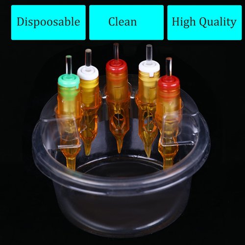 40PCS Disposable Tattoo Cartridge Cup Holder Plastic Tattoo Cartridge Tray For Tattoo Inks Needle Holder Placement Rack Disposable Plastic Cup Working Cup Cleaning Cup