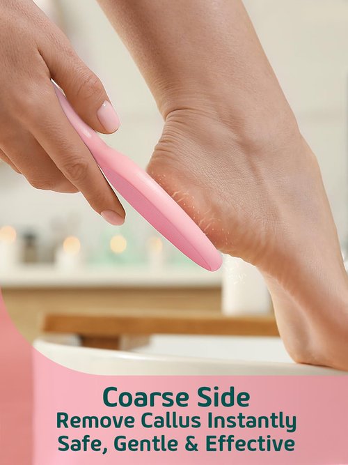 Sunivaca 2-Sided Glass Foot File Callus Remover Without Drain Stand (Pink)