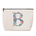 Initial Makeup Bag Monogrammed Travel Toiletry Bag Monogram Cosmetic Bag Birthday Christmas Bridal Shower Bridesmaid Gifts Personalized Gifts for Women Bride Teacher Friend, Floral Letter B