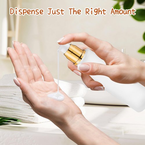 8 Pcs 120ml/4oz Frosted Glass Bottles Refillable Pump Dispenser Jar Travel Lotion Vials with Plastic Pump Head for Toiletry Liquid Foundation Cream Cosmetic Samples - Gold