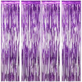 Purple Foil Fringe Curtains 4-Pack Party Backdrop for Events & Celebrations