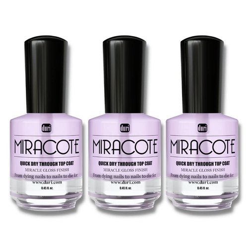 Duri Miracote Quick-Dry Top Coat - High Gloss, Chip Resistant Nail Polish Protector | Pack of 3