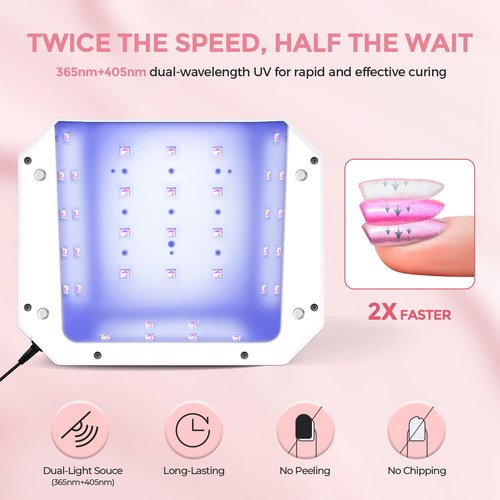 Lavinda 54W Corded UV LED Nail Lamp for Gel Nails - Plug-in Professional Nail Dryer with Fast Curing, 4 Timers, Touch Screen, Compatible with All Gel Polishes (White)