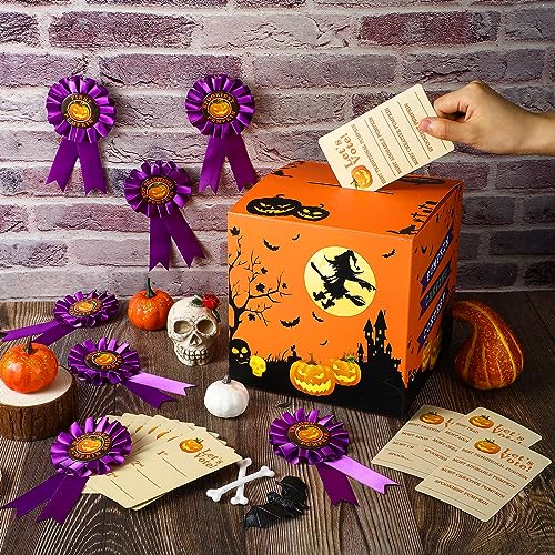 Halloween Pumpkin Carving Contest Awards Kit with Ballot Box, Ribbons & Ballots