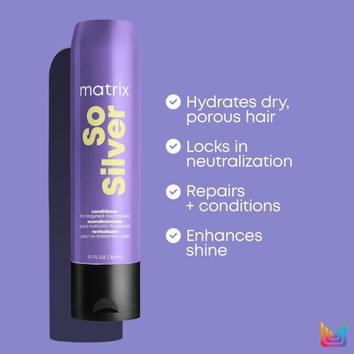 Matrix So Silver Deep Conditioning Conditioner - Repairs Dull Blonde & Silver Hair | Vegan Formula for Dry, Damaged Hair