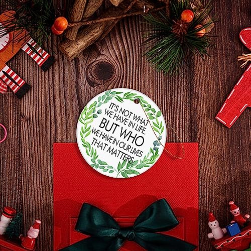 Christmas Ornament 2024 - Round Ceramic Keepsake for Tree Decoration - Gratitude Theme