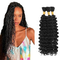 Human Braiding Hair Deep Wave Bulk 20 20 20 Inch Natural Black Deep Wave Braiding Hair Extensions Unproceesed Virgin Hair 50 Gram Per Bundle 3 Bundle