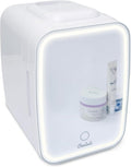 Cooluli Glow Mini Skincare Fridge - 4L with Mirror & LED Light for Beauty, Makeup & Food - White