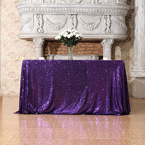 Purple Sequin Tablecloth 60x102 Inch for Wedding and Party Decor - SquarePie