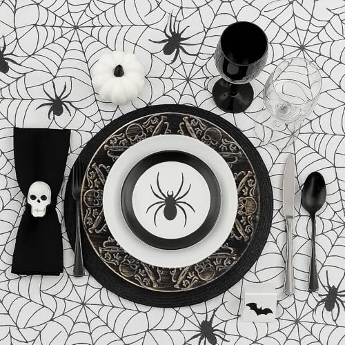 Halloween Black Charger Plates Set of 12 - 13 Inch Plastic Dinnerware