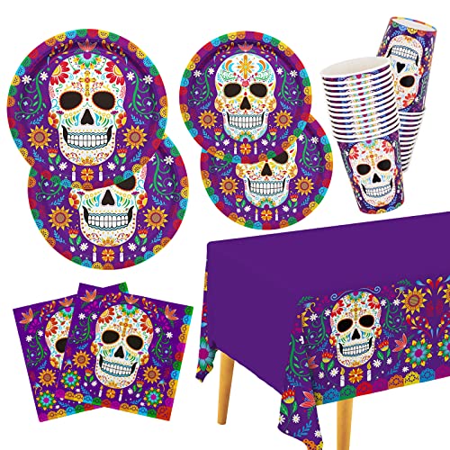 Day of the Dead Party Supplies Kit Serve 25 - Skull Plates Cups Napkins