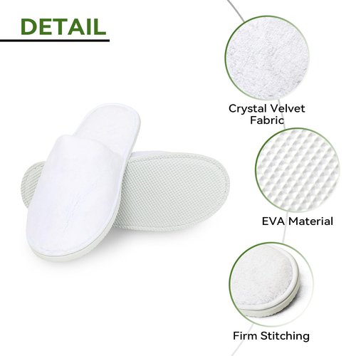 QatmMkt 10 Pairs Guest Disposable Slippers, SPA Cotton Slippers, Hotel Bath Slippers Disposable, Travel Bulk Guest House Slippers for Shoeless Home, Travel, Hotel, Indoor (White, One Size, Unisex)