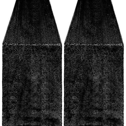 Black Sequin Table Runner 12x72 Inches - 2 Pack for Party & Wedding Decor
