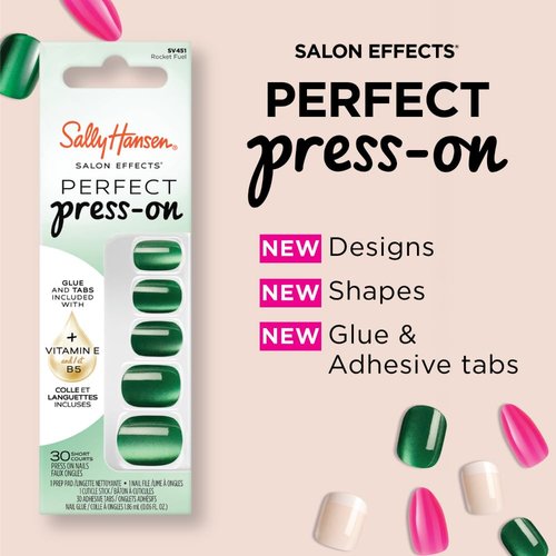Sally Hansen Instant Cuticle Remover & Salon Effects Press-On Nails Kit - 15 Second Cuticle Remover with Aloe & 30 Nail Designs with Nail Glue