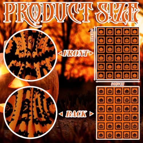 Halloween Pumpkin Face Reversible Knit Throw Blanket - Black and Orange