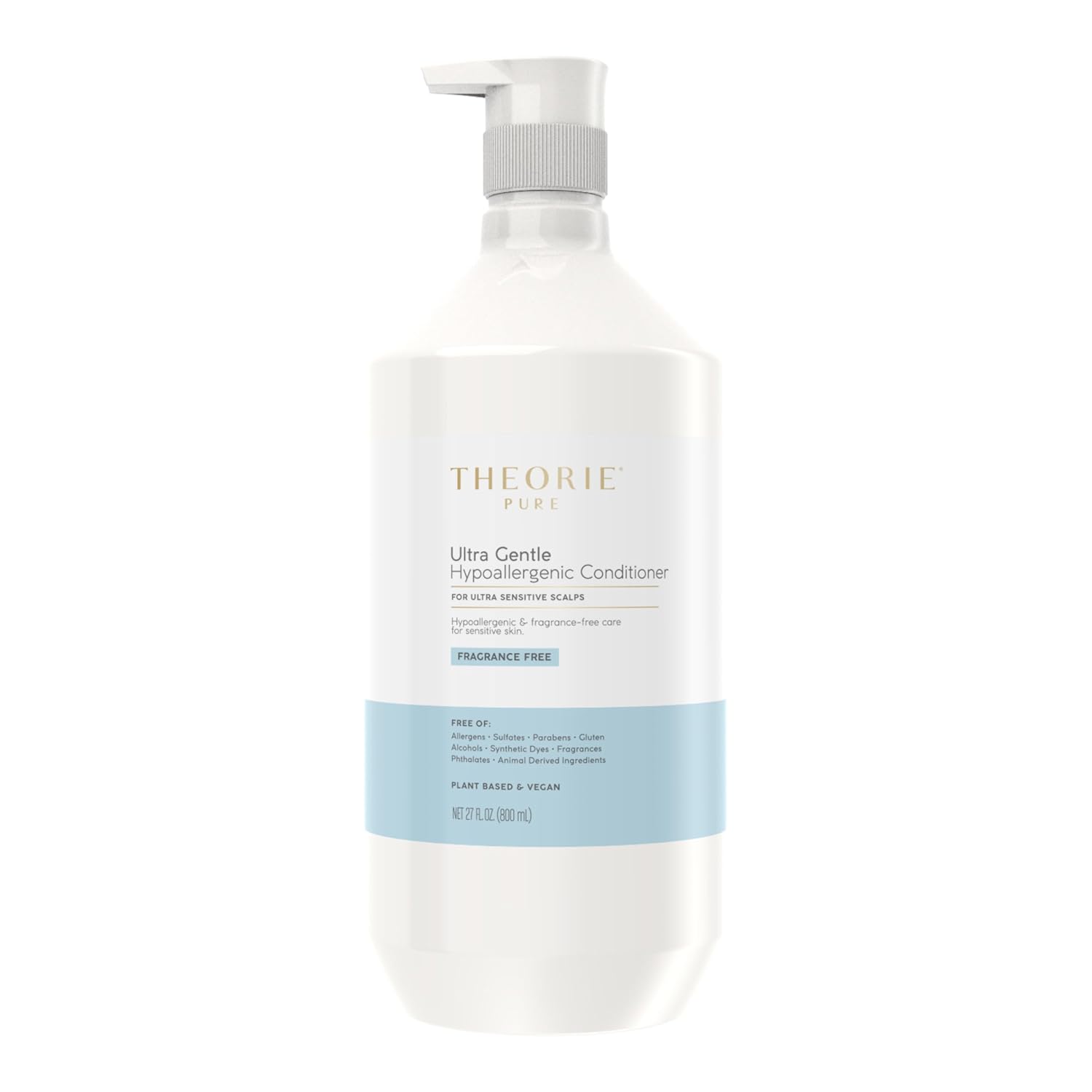 Theorie Pure Collection Hypoallergenic Conditioner - Plant-Based & Vegan - Soothes Itchy Skin - 800mL Pump Bottle