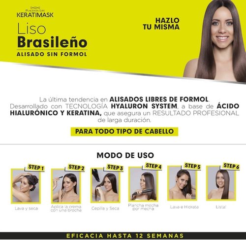 Placenta Life KeratiMask Brazilian Straightening Kit - Formaldehyde-Free Keratin Treatment for Smooth, Shiny Hair