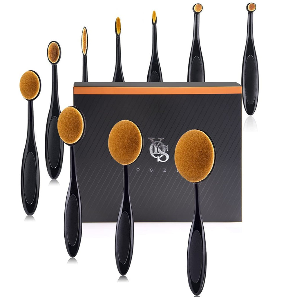 Yoseng Oval Makeup Brushes Set 10 Pcs Professional Oval Toothbrush Foundation Contour Concealer Eyeliner Blending Cosmetic Brushes Tool Set-With Box,Practical White Elephant Gift for Girls Women