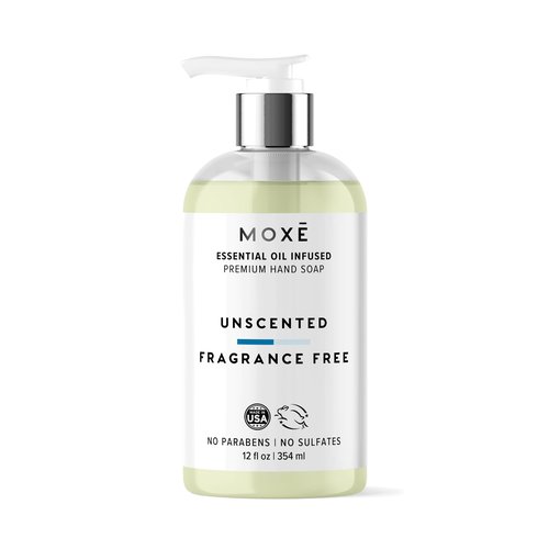 MOXE All Natural Hand Wash – Unscented Fragrance-Free– Gentle Formula, Organic & Plant-Based – For Kitchen & Bathroom – Biodegradable, Vegan, Cruelty-Free, No Sulfates or Parabens – 12 oz