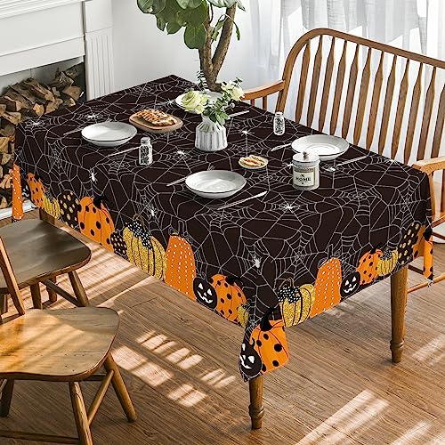 Halloween Cobweb Tablecloth 60 x 120 Inch Rectangular Black - Spooky Home Decor