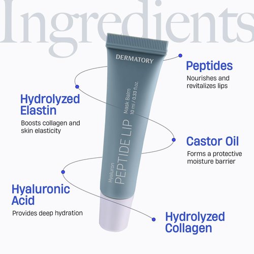 DERMATORY Hyalluron Peptide Lip Mask Balm - Hydrating Moisturizer for Day & Night Care (10ml)