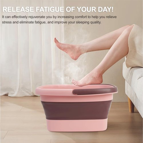 2 Pack Foldable Foot Bath Basin, Collapsible Foot Soak Tub, Multifunction Plastic Basin with Handles,Foot Tub for Soaking Feet,Pink&Green