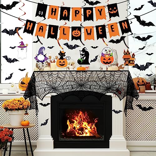 Halloween Decorations Indoor Festive Decor Banner Set with Bat Stickers