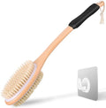 Long Handle Ergonomically Back Scrubber/Brush for Shower, Double Sided Exfoliating Body Scrubber for Women and Men (Black)