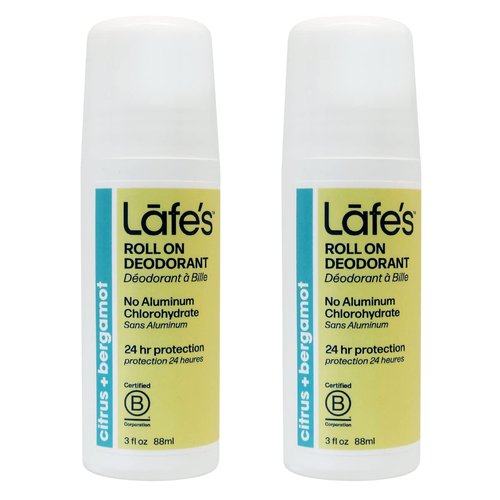Lafe's Natural Deodorant - Aluminum-Free Citrus & Bergamot Roll-On | 3oz | 2 Pack