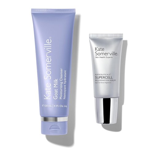Kate Somerville Goat Milk Cleanser & SuperCell Peptide Serum Duo - 4oz & 1oz for Ultimate Hydration