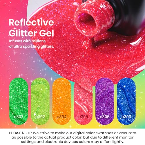 Beetles Reflective Glitter Gel Nail Polish Set - Neon Carnival D-Neon