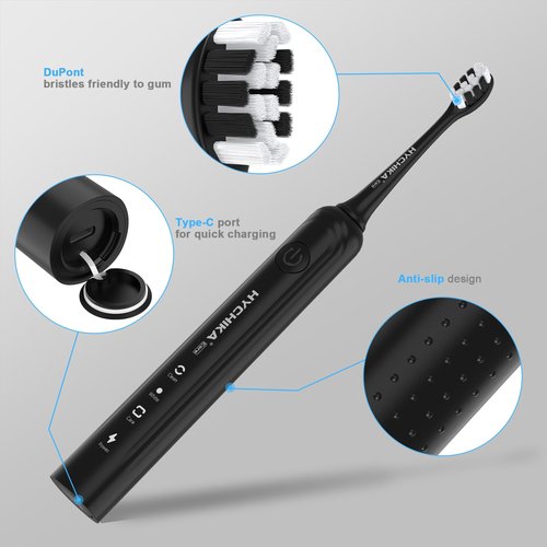 Sonic Electric Toothbrush for Adults,Rechargeable 240 Days Battery Life with 2500mAH Large Capacity, 8 Pack Quality Brushheads,3 Classic Brushing Modes,2 Min Smart Timer Battery Toothbrush,Black