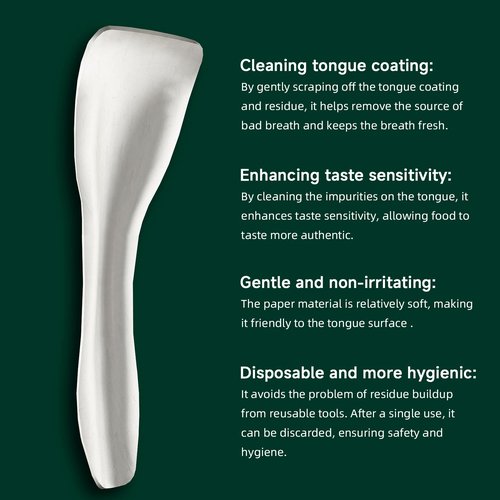 Dr. Emma Tongue Scraper, 120 Count, Disposable Tongue Cleaner for Adults, Paper Hygienic Scraper, Clean Tongue, Promote Fresh Breath (Pack of 2)