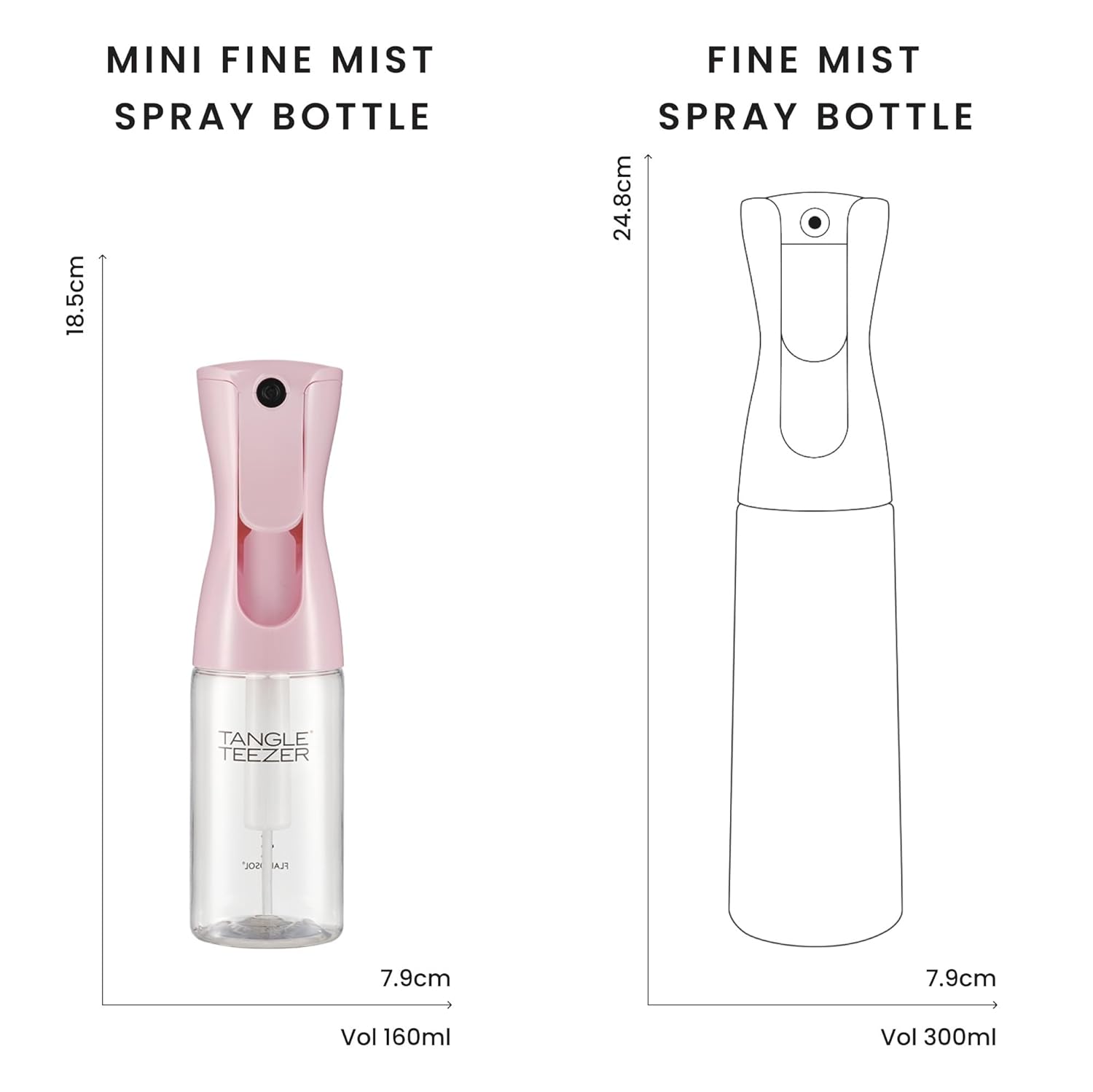 TANGLE TEEZER Travel-Size Continuous Spray Bottle - Reusable & Refillable for Hair Detangling | 6.1 oz, Millennial Pink
