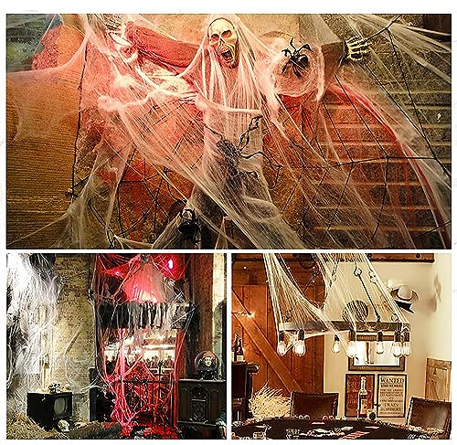 Halloween Spider Web Decoration with 100 Fake Spiders - 1200 Sqft Stretchable Indoor & Outdoor Cobwebs