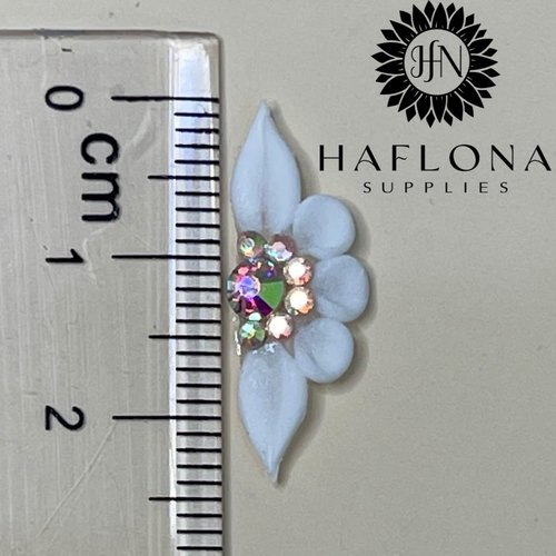Set 8Pcs 3D Sweet Season Poinettia (5 Petals) Flower Nail Art Charms Handmade by Acrylic Powder Design Acrylic Nail Art for Women Girls (White-Long Size-8Pcs)