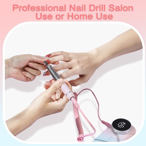 Electric Nail Drill with Magnetic Base, Professional Nail File Kit for Thick Toenails & Callus Removal – 40000RPM Powerful Grinder for Acrylic, Pedicure, Manicure – Cordless, Rechargeable
