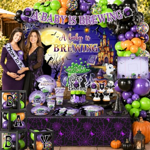 Halloween Baby Shower Decorations 242pcs Set - Gender Reveal Party Supplies
