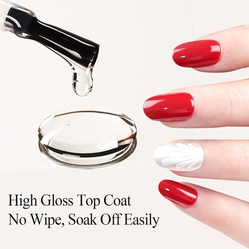 Imtiti No Wipe Gel Top Coat - High Shine, Long-Lasting & Chip-Resistant Clear Nail Polish (0.54 Fl. Oz)