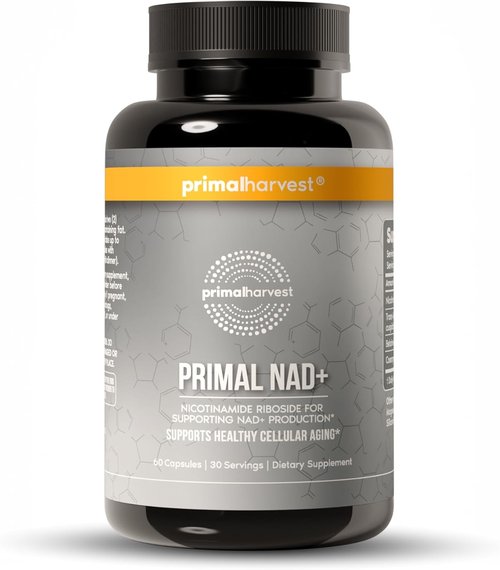Primal Harvest NAD+ Supplement - Cellular Health & Energy Support with Nicotinamide Riboside (60 Count)