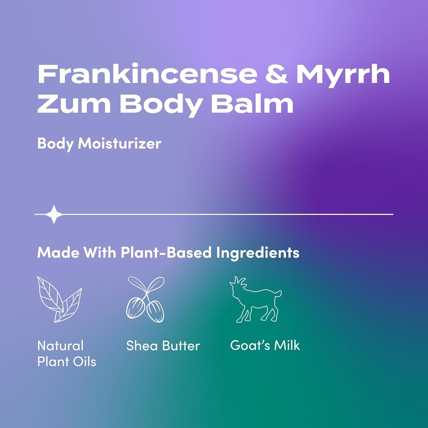 Zum Indigo Wild Body Balm - Natural Skin Moisturizer with Goat's Milk & Shea Butter | Frankincense & Myrrh - 2.5 oz