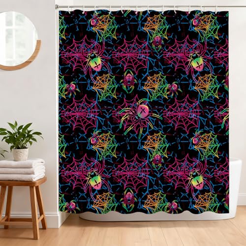 Black Halloween Spider Shower Curtain 72x72 Inches Waterproof Bathroom Decor