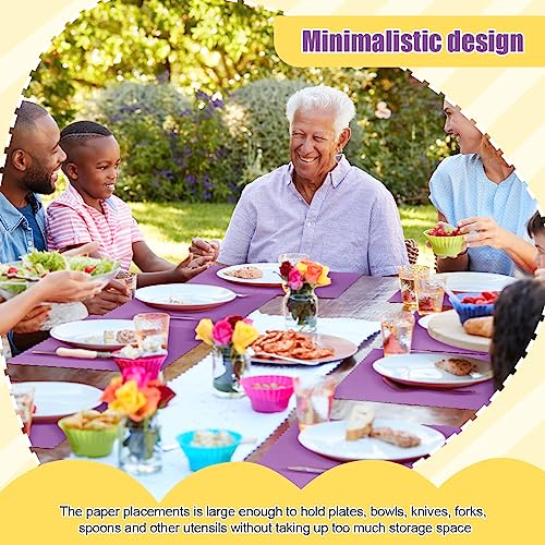 Disposable Paper Placemats 200 Pack - Scalloped Edges, 10x14 Inches, Purple