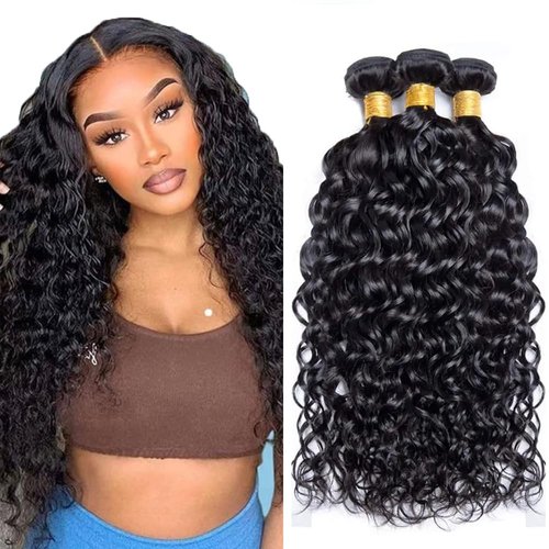 Color #1b Human Hair Bundle Natural Black Water Wave 3 Bundles 14 16 18 inch Real Natural Black Water Wave Human Hair Extensions 1B Color 150g