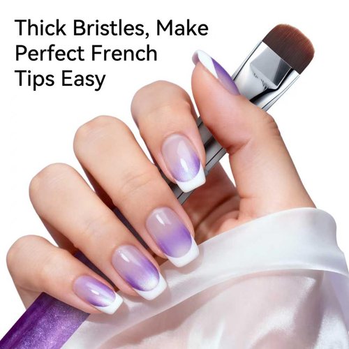 GSWOI French Tip & Nail Cleaning Brush - Dual Function Gel Polish Clean Up Tool with Custom Firm Bristles for Professional Manicure (F18)